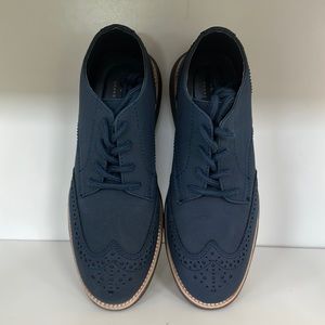 New, No Tags, Cole Haan, Navy Blue, Suede Grand OS wingtips, Boys, Size 4